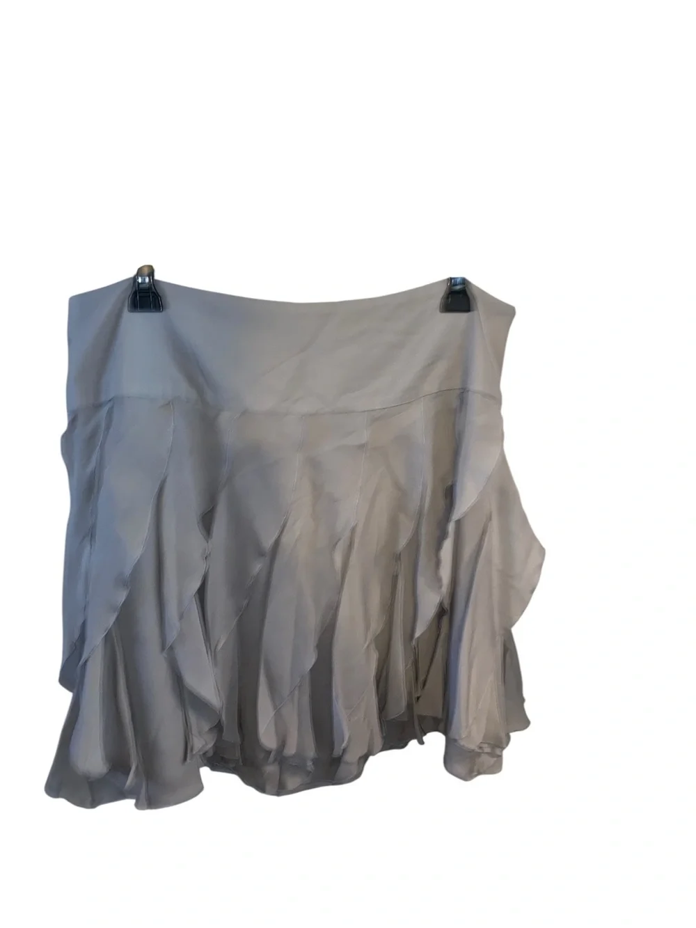 Vintage y2k INC Asymmetrical Ruffled Silk Skirt light gray Fairy core soft girl